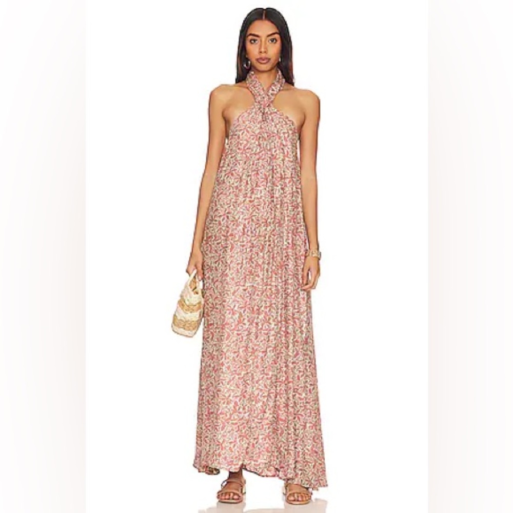 Natalie Martin Pink Floral Halter Maxi Dress